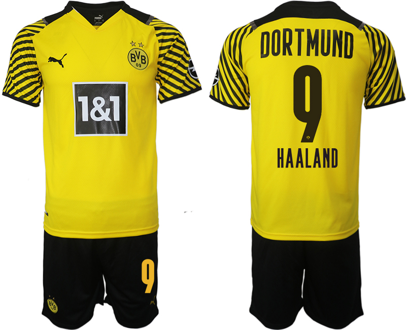 Men 2021-2022 Club Borussia Dortmund home #9 yellow Soccer Jersey